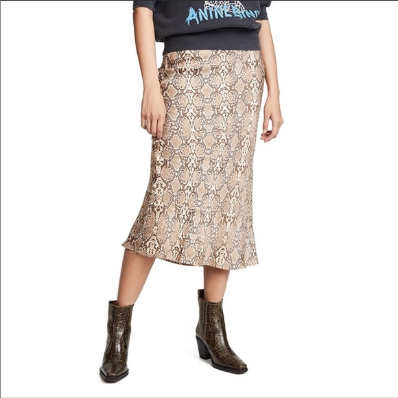 Anine Bing Dresses & Skirts - ANINE BING Bar Print Silk Midi Skirt Python Snake